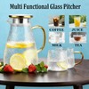 Glass Pitcher with Lid, 68 oz/2L Large Capacity, Textured Design