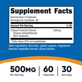 Nutricost Coleus Forskohlii 500mg Serving - Maximum Strength Formula 60 Caps (2 Bottles)