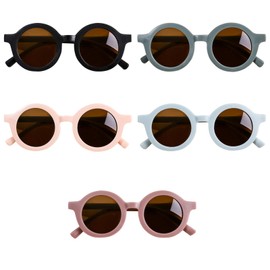 Bekecidi Pack of 5 Children's Sunglasses, Round Sunglasses, Fashionable Colourful Sunglasses, UV-400 Glasses, Photo Props, Classic Retro Sunglasses for Girls, Boys, Toddlers 1-8 Years, multicoloured