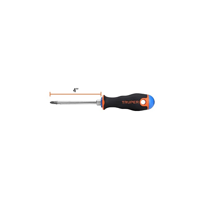 Truper DP-1/4X4B, Desarmador de cruz, mango Comfort Grip, 1/4" x