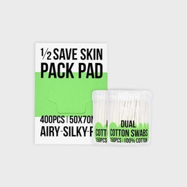 아모레베이직 토너 아껴주는 1/2 스킨팩 화장솜 400매 + 면봉 300매 Amore Basic Toner Saving 1/2 Skin Pack Cotton Pads 400 Sheets + Cotton Swabs 300 Pieces