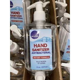 Clean Works- Fragrance Free- hand sanitizer gel in pump bottle -8 Pack / 8 Oz