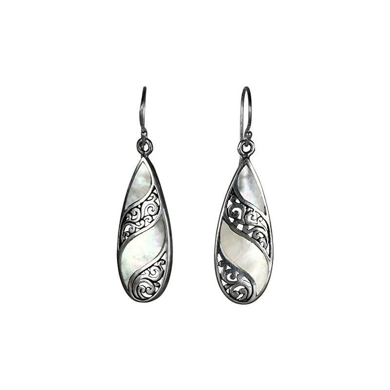 ISLAND PIERCINGS 925 Silver and Mother of Pearl Drop Earrings