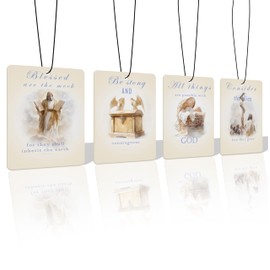 Forest Charger Religious Theme Car Air Freshener 4 Pcs, Inspirational Bible Verse Hanging Air Freshener for Cars, Closet, Drawer, Religious Decor Accessories.