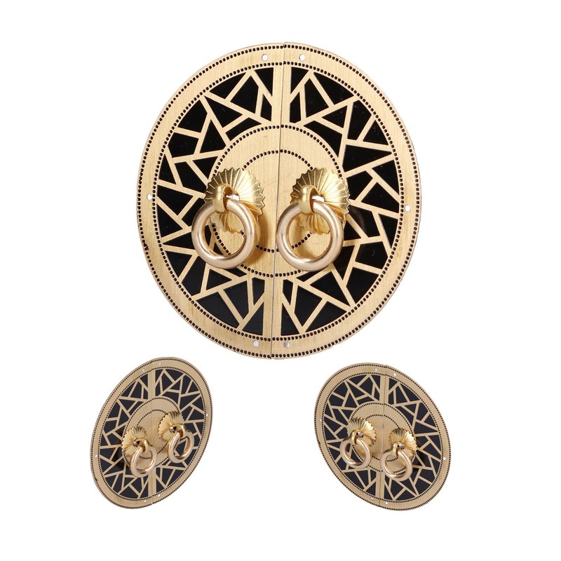 Chinese Antique Cabinet Handle Brass Circular Plaid Bookcase Knob for
