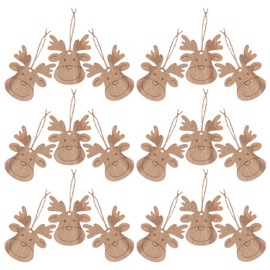 COHEALI Reindeer Cutouts Made of Wood, Unfinished Deer Head Discs, Pack of 40 Crafts in Elk Shape Shapes Hanging Sign Christmas Decoration for Hanging with Ropes