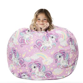SANFERGE Cuddly Toy Storage Bean Bag Cover - Toy Organiser for Children, Teenagers and Adults - Durable Canvas with YKK Zip (Cover Only), Extra Large 38 Inches