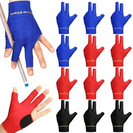15 Pcs 3 Fingers Pool Gloves Billiards Left Hand Shooters Snooker Cue Sport Gloves Show Pool Gloves for Women and Men Billiard Shooters Carom Sports Accessories