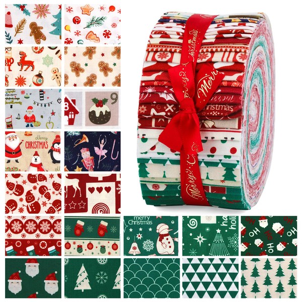 Jelly Roll Fabric Christmas Quilting Fabric Scraps Fabric Squares Snowman