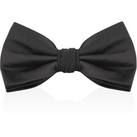 LUTHER PIKE SEATTLE Black Bow Ties For Men - Mens Woven Pre Tied Bowties For Men Bowtie Tuxedo Solid Color Formal Bow Tie for Costume