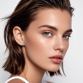 Gemsme Larimar Earrings for Women - Hypoallergenic 925 Sterling Silver 6x8mm Oval Blue Larimar Jewelry Stud Earrings