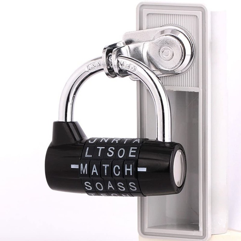 Black Gym Lock - 5 Letter Word & 5 Digit