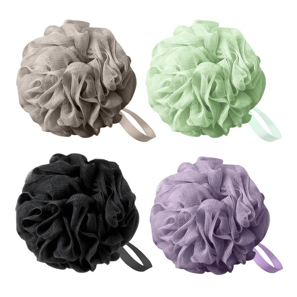 flintronic 4 Pack Loofah Shower Puff, 50g Bath Sponge, Soft