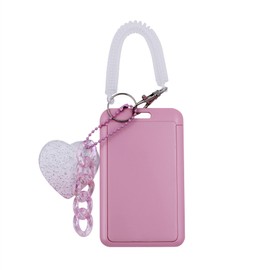 ANKOMINA Women Girls Acrylic Transparent Kpop Idol Photocard Holder Cute Love Heart ID Credit Card Sleeve Cover Protector with Pendant Keychain