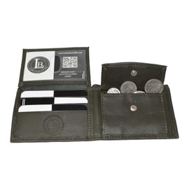 LB LEATHERBOSS Boys Slim Compact Flap Id and Coin Pocket Bifold Wallet (Army Green)