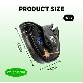 Mallet Putter Head Cover, Magnetic Closure, Black PU Leather, Odyssey Compatible