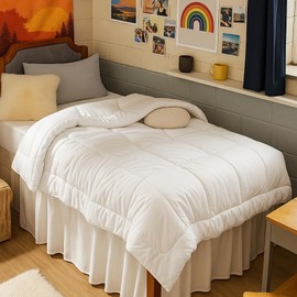Ready To Rest Lightweight Comforter Duvet Insert, Quilted Comforters Twin XL College Dorm, Box Stitched Down Alternative Comforter with Corner Tabs (White)