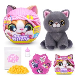 ets Alive Smitten Kittens Series 2 (British Shorthair) by ZURU: Peluche interattivo con 10 suoni, sorpresa unboxing, peluche morbido collezionabile per bambini dai 3 anni in su