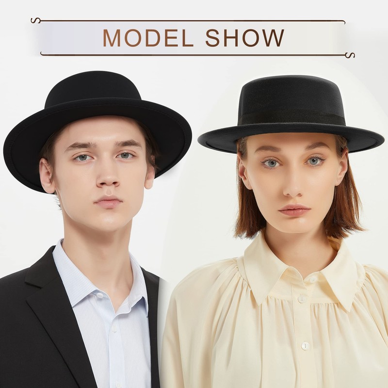 Classic Fedora Hat Flat Top Hat Felt Pork Pie Hat