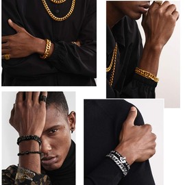 Franco Chain Bracelet Mens Black Gun Plated 12mm Wide Hand Chain 21CM Length Boys Jewelry PSH2865H-21