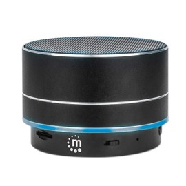Manhattan Metallic LED Bluetooth Portable Wireless Outdoor Mini Speaker, Perfect for Travel, Black, Compatible with Smartphone, Tablet, PC, Microphone, 165310