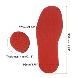 HARFINGTON 1Pair Shoe Rubber Full Sole Repair 4mm Thickness Replacement Bottom Non-Slip for Leather Shoes, Red