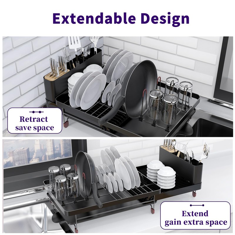 Aonee Dish Drying Rack, Extendable Dish Rack, Multifunctional Dish Rack