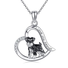 ONEFINITY Schnauzer Necklace 925 Sterling Silver Schnauzer Pendant Jewelry For Women