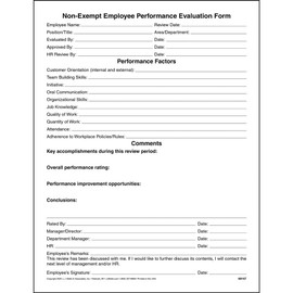 Performance Review Form for Non-Exempt Employee, 8.5 x 11, 75 Pack, J. J. Keller & Associates, Inc.