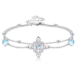 HBLICY Witches Knot Bracelet Sterling Silver Witches Knot Heart Moonstone Bracelet Witchy Jewelry Gifts for Women