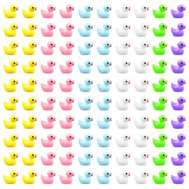 LSYYSL 100pcs Mini Resin Ducklings, Realistic Duckling, Garden Ornaments, Decorations for Christmas, Birthday, Party (6 Colors)