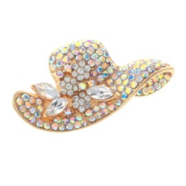 neXxtten Gold Tone Metal Crystal Rhinestone Hat Brooch P1551-GAB