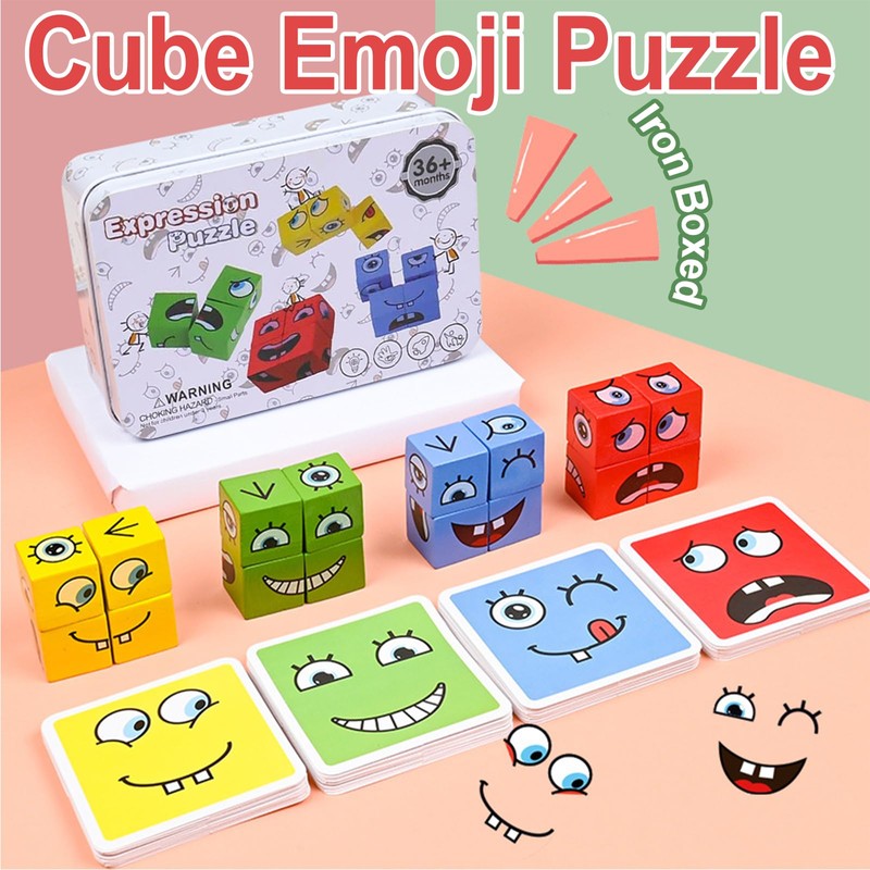 FULHANY Wooden Cube Puzzle - Cube Puzzle - Cube Faces
