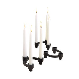 Design Ideas Eos Candleholders, Set of Five Cast Aluminum Modular Stackable Taper Candle Candelabras, Black
