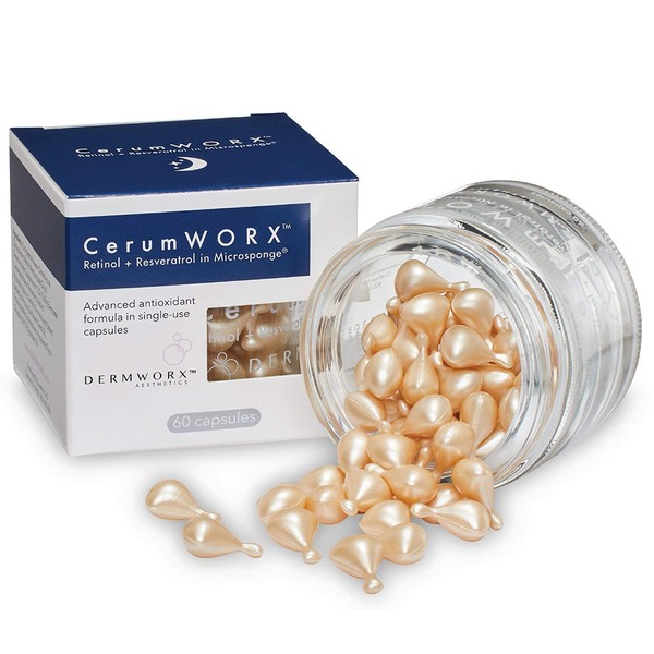 CerumWORX Retinol Night Serum | Retinol Cream for Face with Resveratrol for use at Night | Single Dose Capsules (60ct)