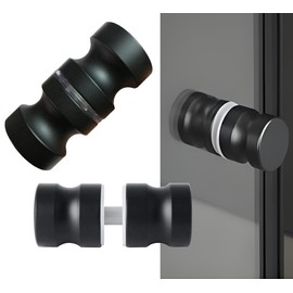 Pack of 2 Door Knobs, Shower Door Knobs, Double Knobs, Glass Door Handle, Stainless Steel Door Handle for Shower Door, Glass Doors (Black)