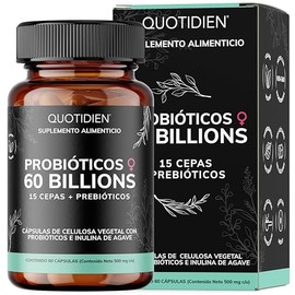Probioticos para Mujer 60B  Prebióticos  15 Cepas para bienestar femenino  Con tecnología de liberación tardía  Complementado con Inulina de Agave... 