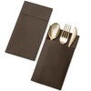 Disposable Linen-Feel Dinner Napkins With Built-in Flatware Pocket, 50-Pack BROWN