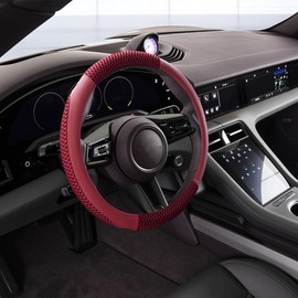 JNNJ Car Steering Wheel Cover, Microfibre Leather Steering Wheel Cover, Sport Non-Slip Universal Steering Wheel Cover, Breathable, Ice Silk Leather Splicing, Car Steering Wheel Cover, Interior