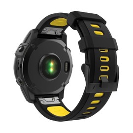 Astorgos 22mm Watch Strap Compatible with Garmin Fenix 7/7 Pro/6/6 Pro/5/5 Plus/Forerunner 965/955/945/Instinct Solar/Instinct 2, Quick Release Watch Strap Waterproof Sport Wristband, Black/Yellow