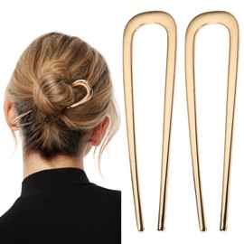 2 Pcs Metal French Hair Pins, French Twist Hair Pin for Buns, U Shaped French Pins for Women Girls, Hair Sticks, Hair Fork