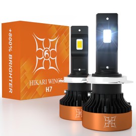 HIKARI WINGS H7 LED Fog light, 50000LM Pure White 6000K LED Bulbs, Plug & Play IP68 Waterproof Pack of 2