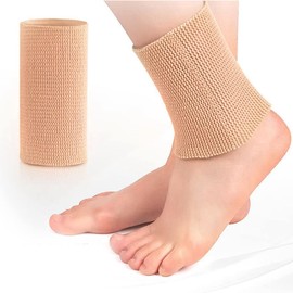 Elastic Ankle Brace, Compression Sleeve, Injury Recovery, Professional Sleeves to Support Wrap Heel Sleeves to Protect Joint Pain (Skin Colour)