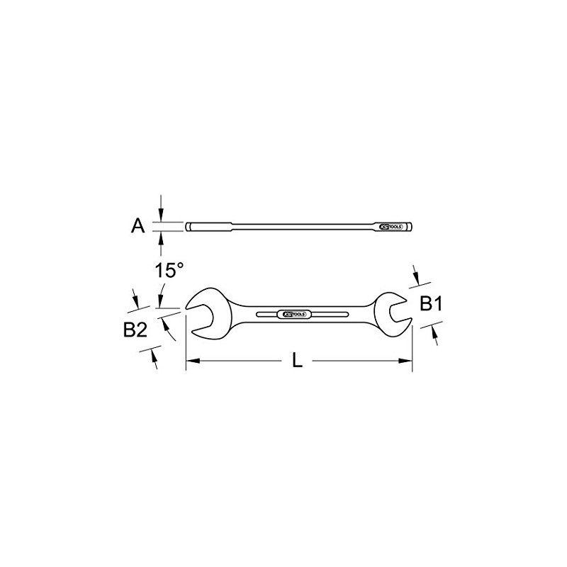 KS Tools 517.0711 CLASSIC Open End Spanner, 17 x 19mm