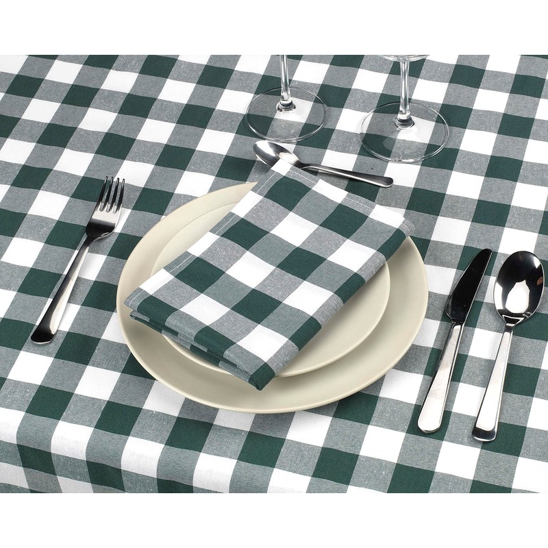 LAN&LAN - Rectangular Checked Tablecloth Washable Excellent for Indoor and