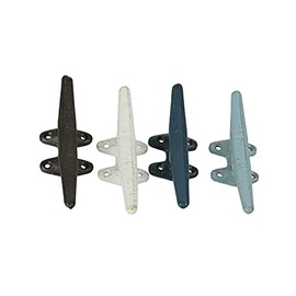 Mayrich Set of 4 Coastal Color Cast Iron Nautical Boat Cleat Wall Hooks,multicolor,Large-X-Large