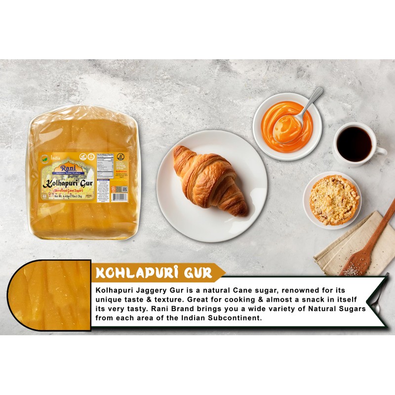 Rani Kolhapuri Gur (Jaggery) 70oz (4.4lbs) 2kg ~ Unrefined Cane