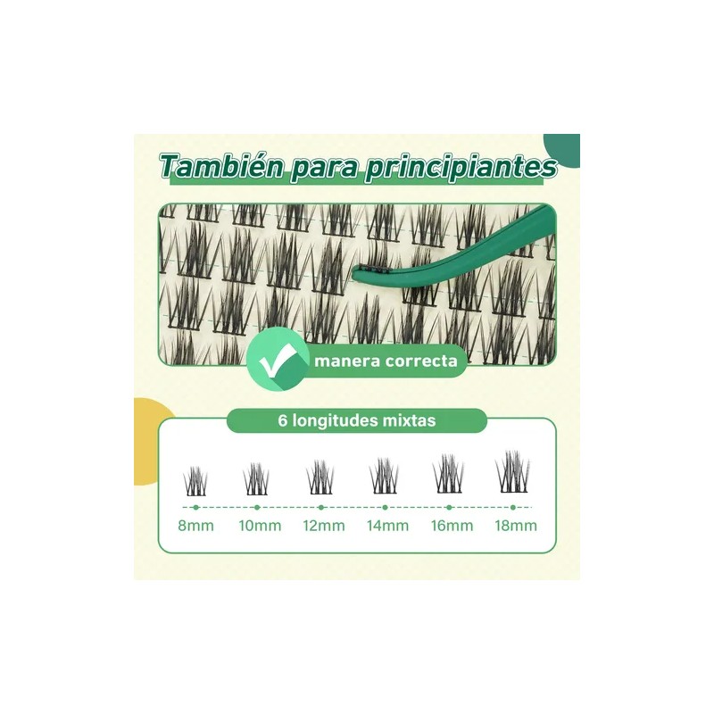 Extensiones De Pestañas Jade Olive Mixta Gruesa Natural