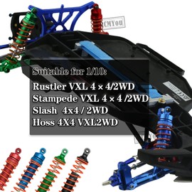 RCMYou Aluminum Big Bore RC Shock Absorber Upgrades Part for 1/10 Slash 2WD 4x4,Stampede 2WD 4X4,Rustler 2WD 4X4,Hoss 2WD 4X4,Alloy 4PCS Front Rear RC Shocks,Black