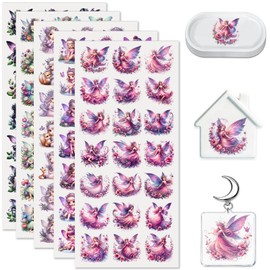 105PCS Watercolor Cute Fairy UV DTF Stickers for Keychains